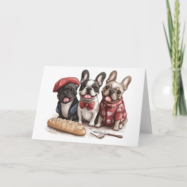 Bonjour French Bulldogs Card (Front)