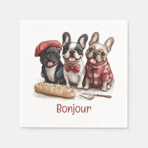 Bonjour French Bulldogs Napkin