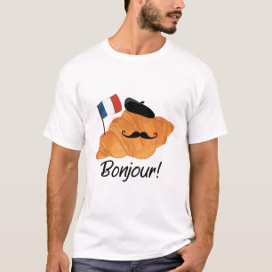 Bonjour French Croissant - France Funny Food T-Shirt