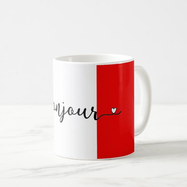 Bonjour French Flag Colours  Coffee Mug (Front Right)