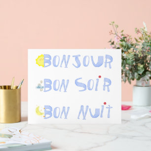 Bonjour Good Day Good Night Bon Soir French Acrylic Sign