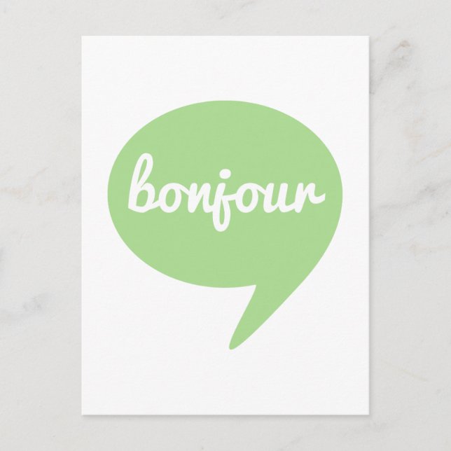 bonjour green speech bubble, French word art Postcard (Front)