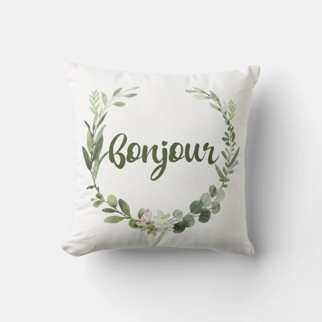 Bonjour Hello French Cushion (Front)