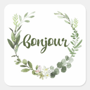 Bonjour Hello French Square Sticker