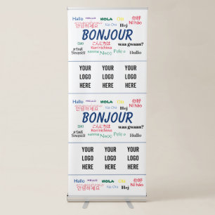Bonjour Hello World Travel Languages Colourful Log Retractable Banner