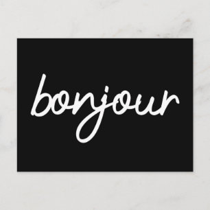 Bonjour lettering postcard