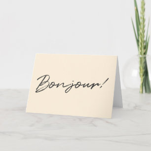 Bonjour! Modern Script Cream Ivory French Hello Card