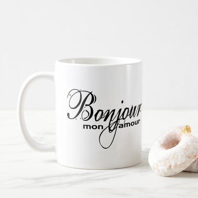 Bonjour mon amour (mug) coffee mug (With Donut)