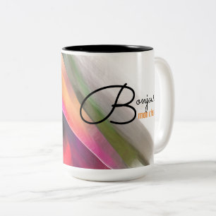 Bonjour Mon Chéri. Abstract Painting Two-Tone Coffee Mug