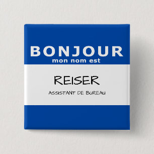 BONJOUR mon nom est 15 Cm Square Badge