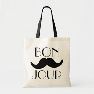 BONJOUR Moustache Tote Bag