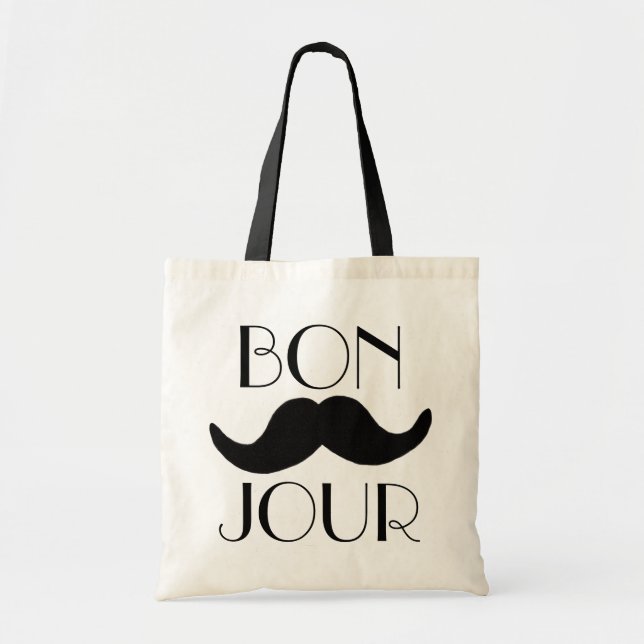 BONJOUR Moustache Tote Bag (Front)
