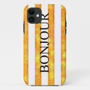 Bonjour Orange Stripe Bokeh iPhone 11 Case