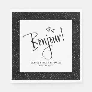 Bonjour! Paris Doodle Sketch Personalised Napkins