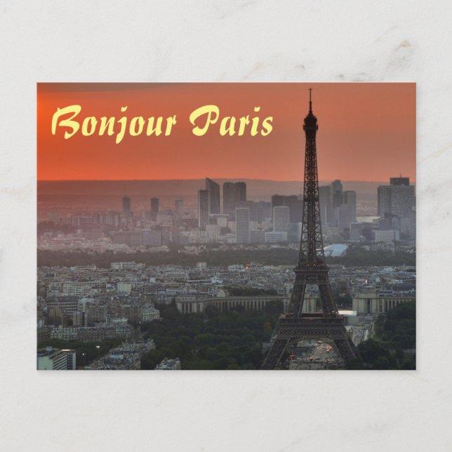 Bonjour Paris Eiffel Tower European Art Postcard (Front)