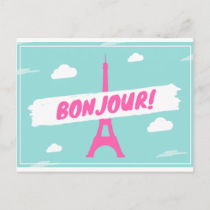Bonjour Paris France Eiffel Tower picture postcard