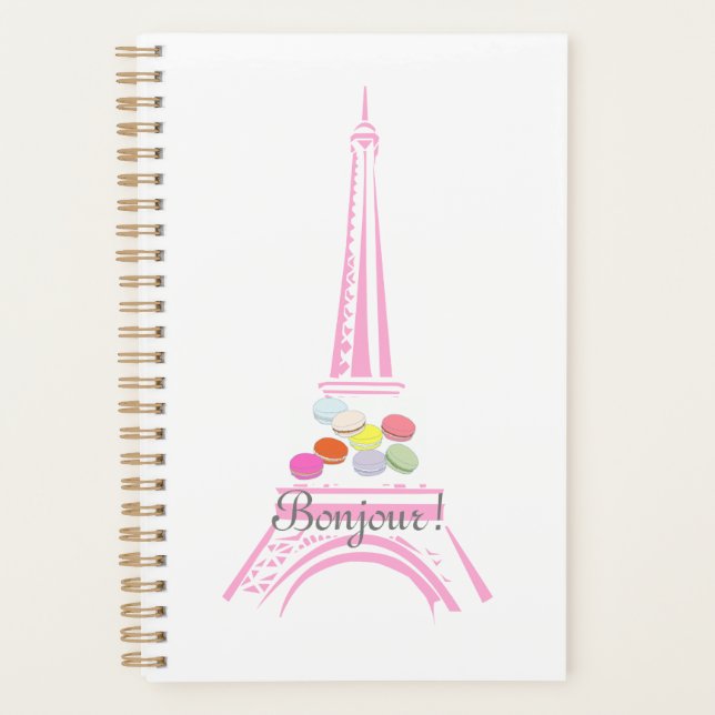 Bonjour Paris French Macaron Eiffel Tower Planner (Front)