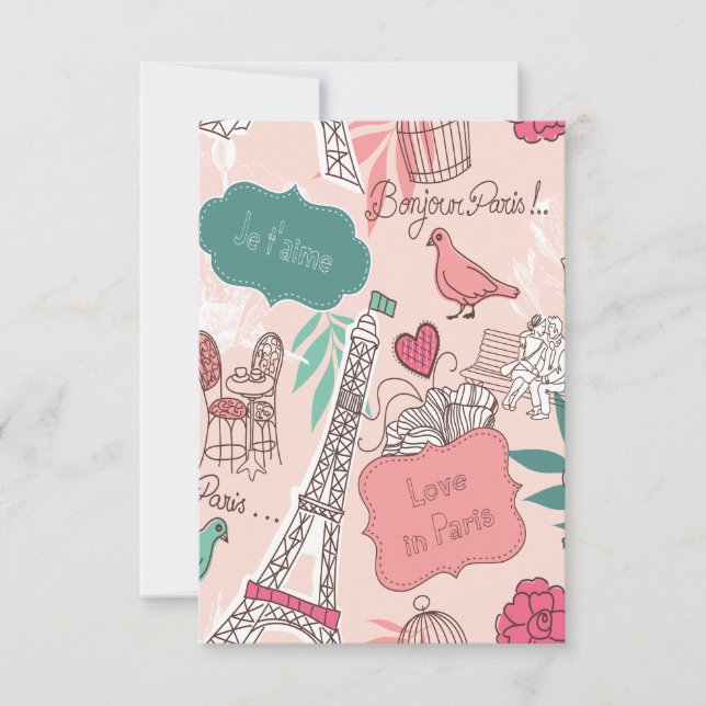 Bonjour Paris Holiday & Seasonal Postcard (Front)