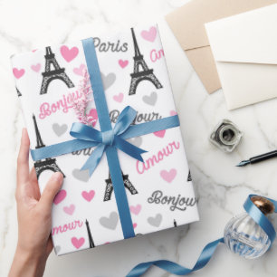 Bonjour Paris pattern party wrap Wrapping Paper