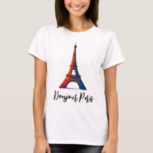 Bonjour Paris titled travel t-shirt design