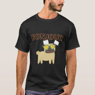 Bonjour Pug, Hello Pug in Sunglasses Classic T-Shi T-Shirt