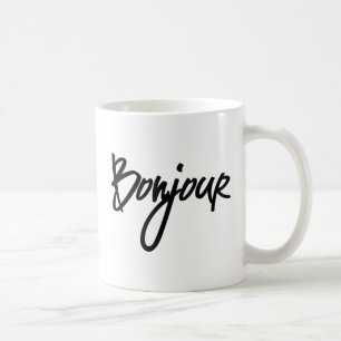 Bonjour Script (Black) for Lovers of France Coffee Mug