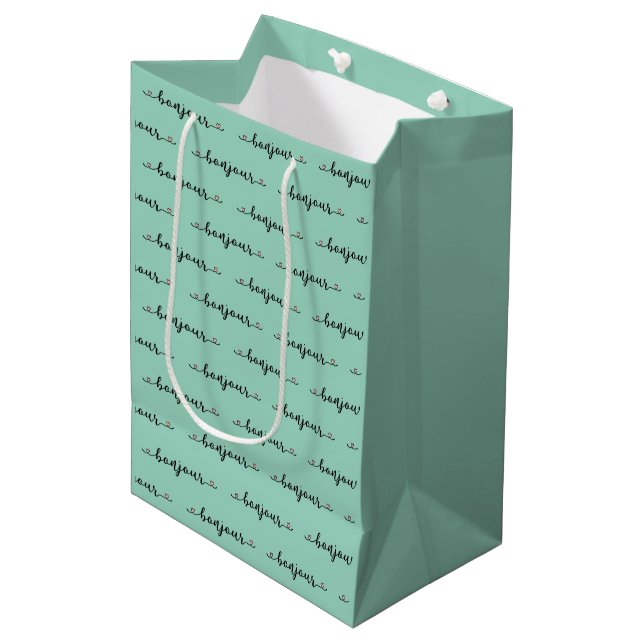 Bonjour Tiled Design Medium Gift Bag (Front Angled)