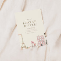Bonjour to Four French Paris Birthday Party Invita