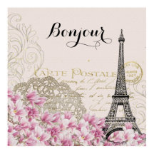 Bonjour Vintage Eiffel Tower Collage