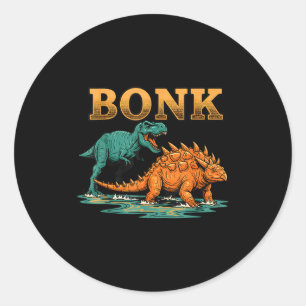Bonk Dinosaur Funny Prehistoric Humor Design Classic Round Sticker