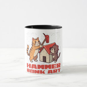 Bonk Hammer Cat Funny Meme Retro Cute Art Mug