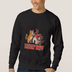 Bonk Hammer Cat Funny Meme Retro Cute Art Sweatshirt