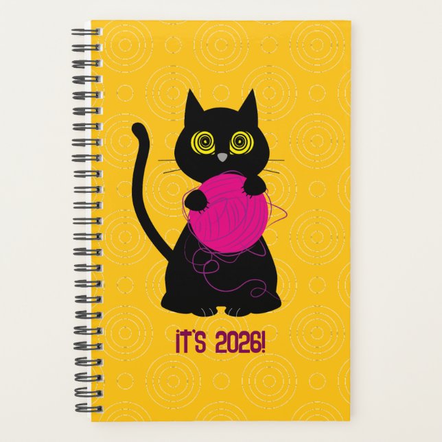 BONKERS! 2026 Planner – Knitting + Kitty 🧶🐈‍⬛ (Front)