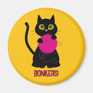 BONKERS! Magnet – Knitting + Kitty 🧶🐈⬛