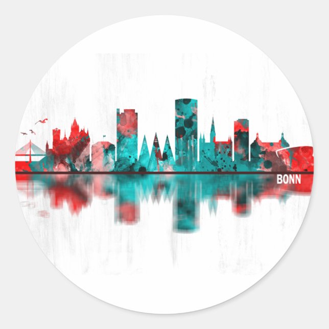 Bonn Germany Skyline Classic Round Sticker (Front)