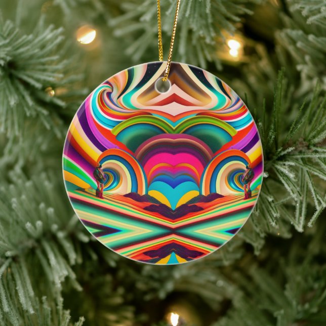 Bonnaroo Abstract Art Ceramic Ornament – Colourful (Tree)