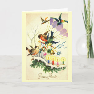 Bonne Annee New Year French Colourful Vintage Holiday Card