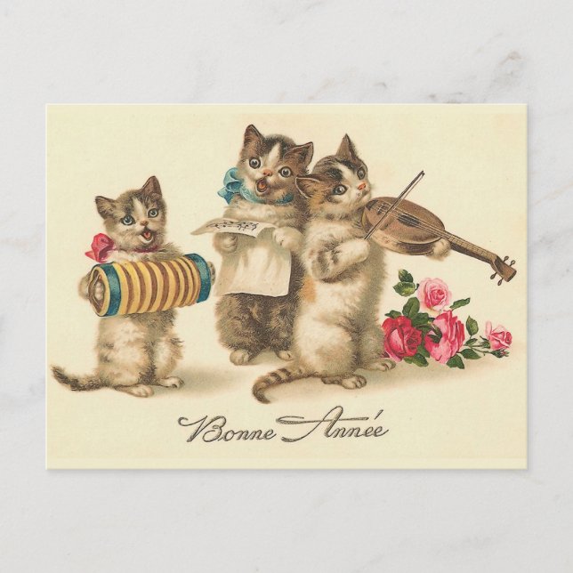 "Bonne Annee" Vintage French New Year Postcard (Front)