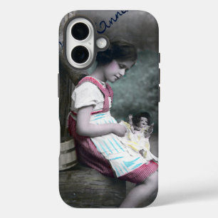 Bonne Année Vintage Girl with Dolll iPhone 16 Case