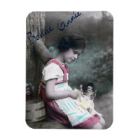 Bonne Année Vintage Girl with Dolll
