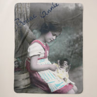 Bonne Année Vintage Girl with Dolll