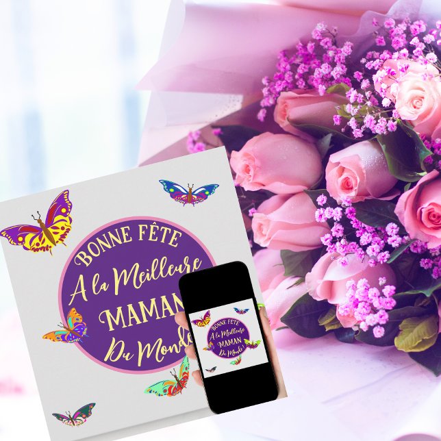 Bonne fête maman - papillons multicolores card (Creator Uploaded)