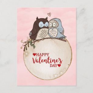 Bonne Saint-Valentin chouettes Postcard