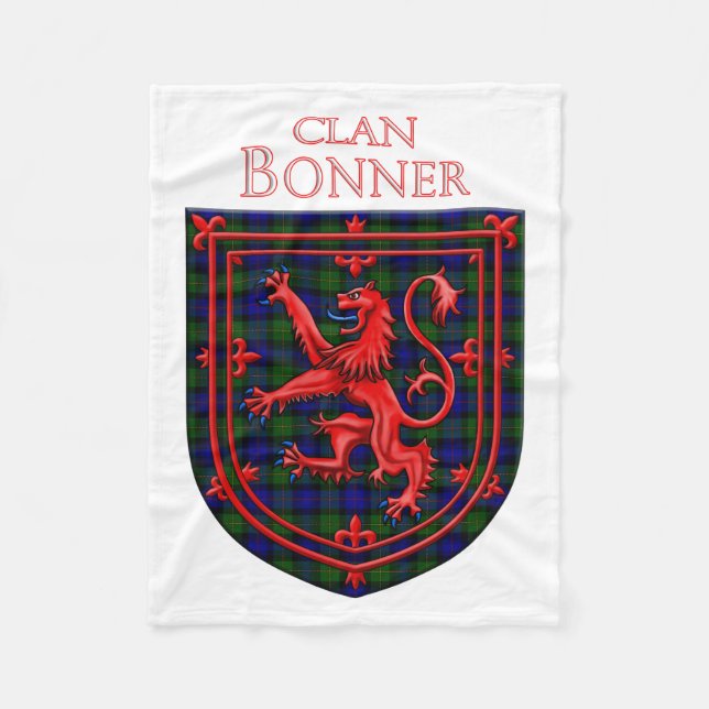Bonner Tartan Scottish Plaid Lion Rampant Fleece Blanket (Front)