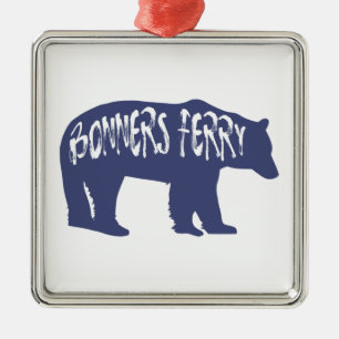 Bonners Ferry Idaho Bear Metal Tree Decoration