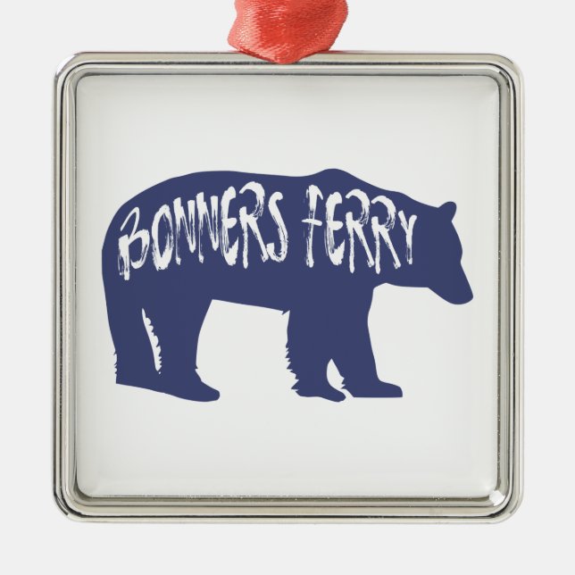 Bonners Ferry Idaho Bear Metal Tree Decoration (Front)