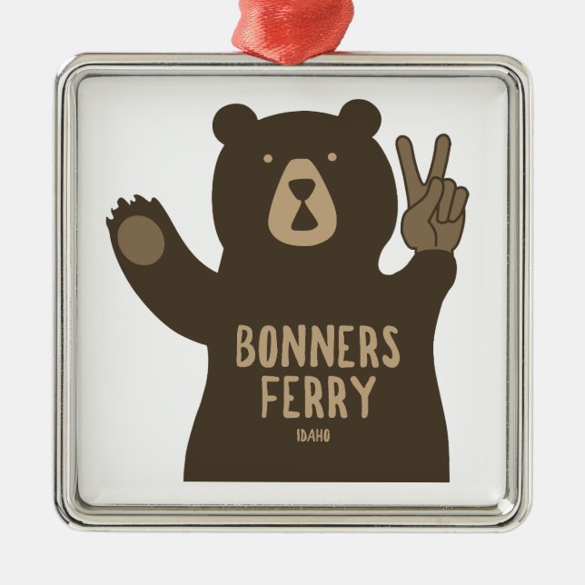 Bonners Ferry Idaho Peace Bear Metal Tree Decoration (Front)