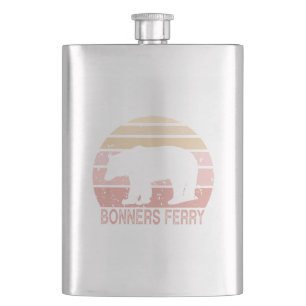 Bonners Ferry Idaho Retro Bear Hip Flask