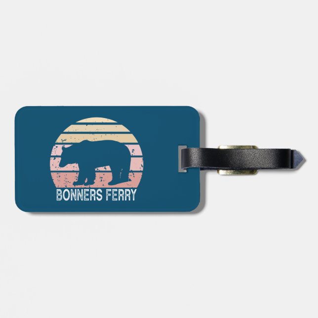Bonners Ferry Idaho Retro Bear Luggage Tag (Back Horizontal)