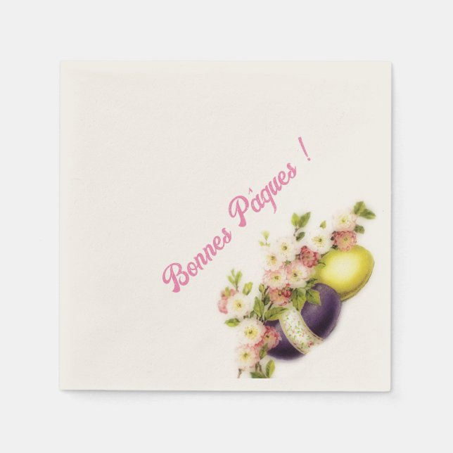 Bonnes Pâques -Vintage Easter Eggs Napkin (Front)